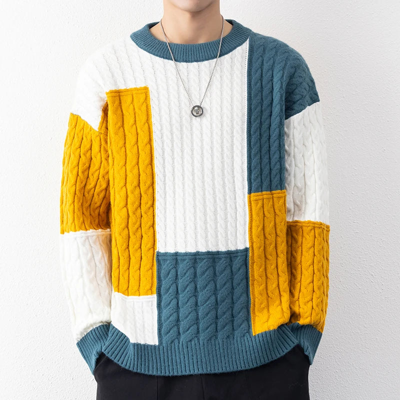 Josiah - Herren Patchwork-Strickpullover