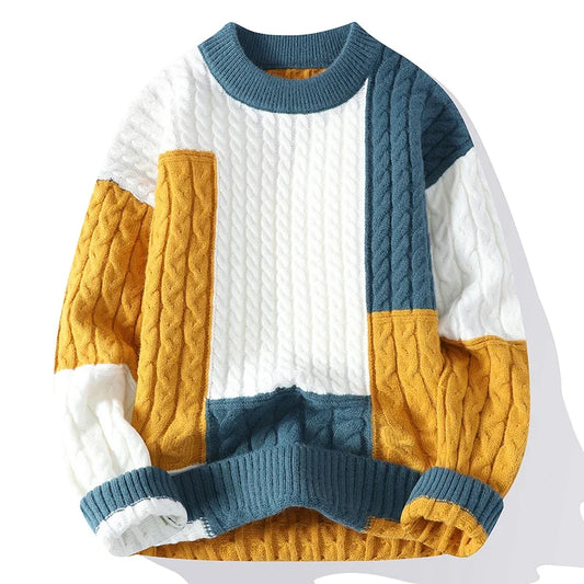 Josiah - Herren Patchwork-Strickpullover