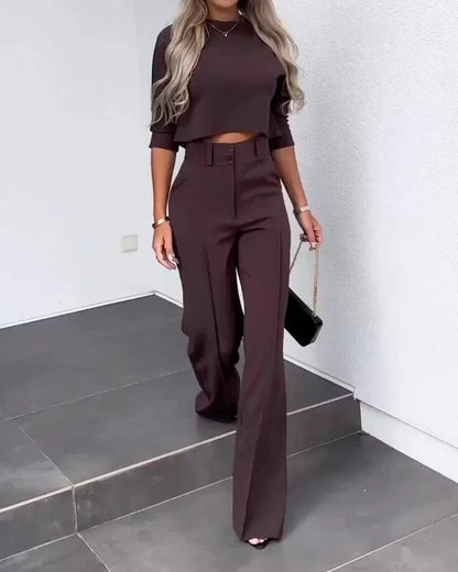 Clara - Schickes Langarmhemd und High-Waist-Hose für Damen