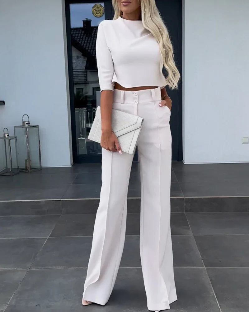 Clara - Schickes Langarmhemd und High-Waist-Hose für Damen