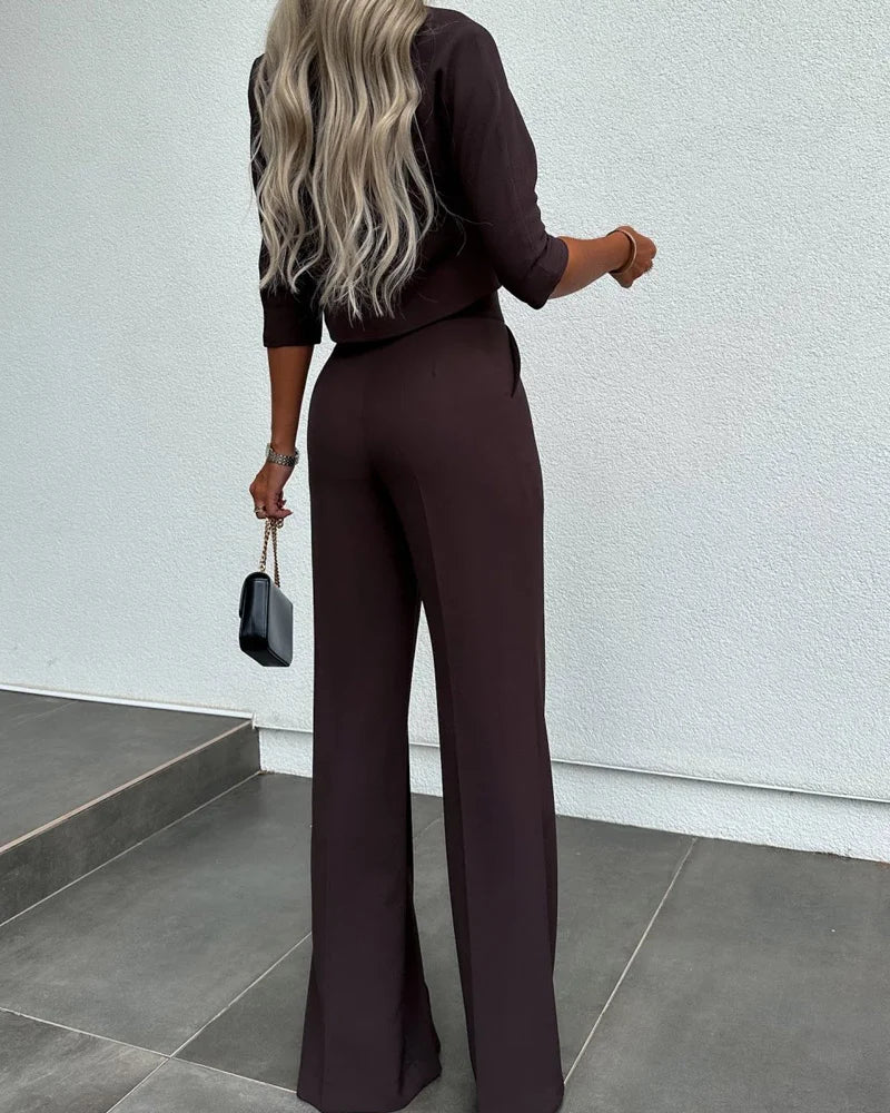 Clara - Schickes Langarmhemd und High-Waist-Hose für Damen